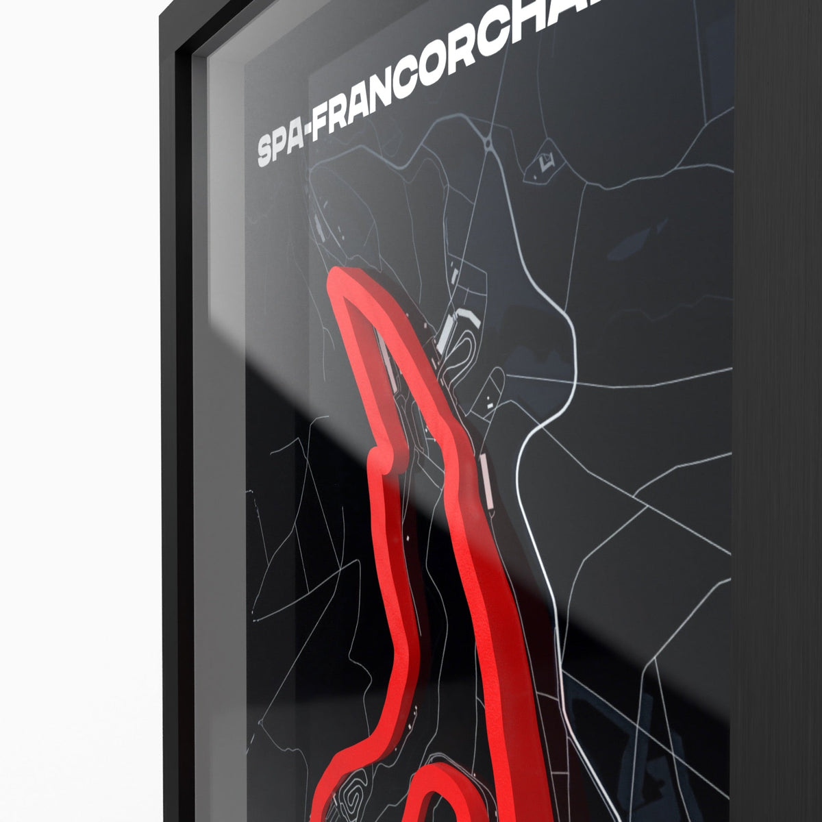 Spa-Francorchamps – 3D-Rennstreckenbild im Holzrahmen