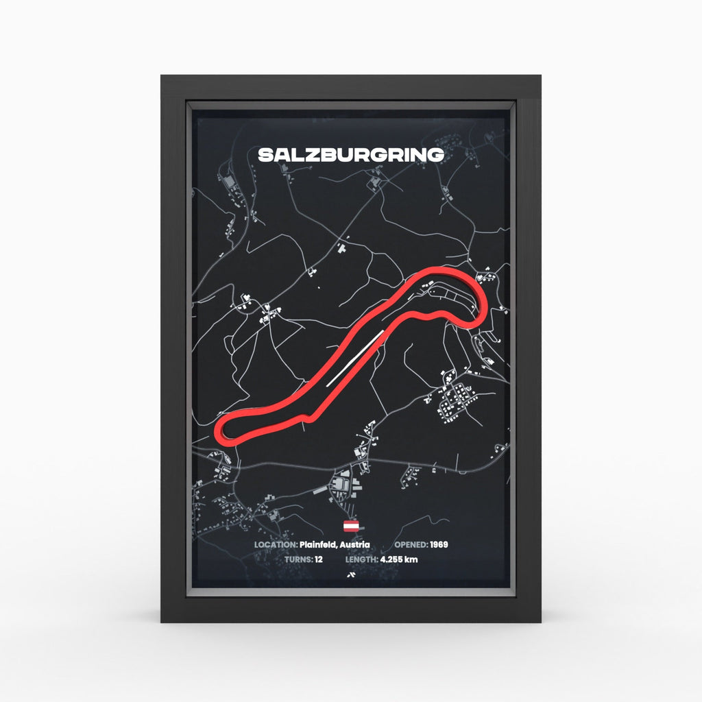 Salzburgring – 3D-Rennstreckenbild im Holzrahmen