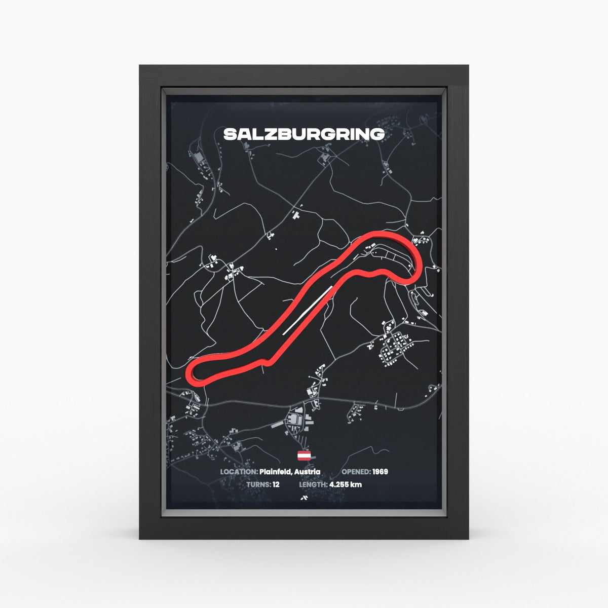 Salzburgring – 3D-Rennstreckenbild im Holzrahmen