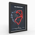Silverstone – 3D-Rennstreckenbild im Holzrahmen