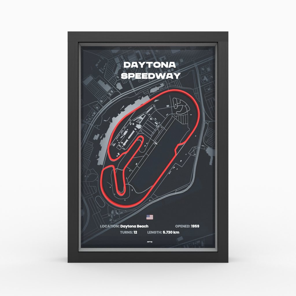 Daytona – 3D-Rennstreckenbild hinter Glas