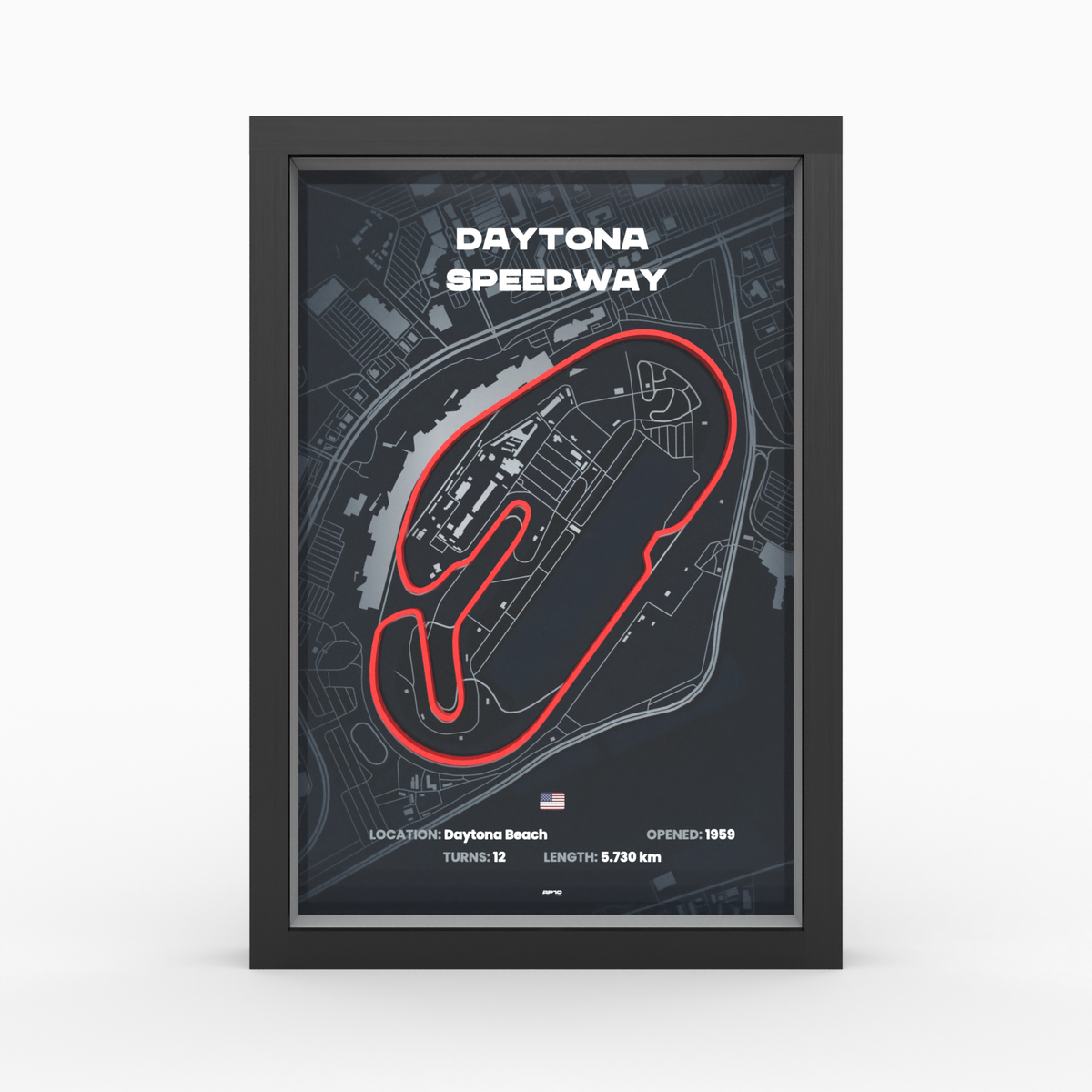Daytona – 3D-Rennstreckenbild hinter Glas